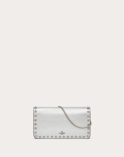 Red Valentino PORTAFOGLIO CON CATENA ROCKSTUD IN VITELLO GRANATO METALLIZZATO Saldi
