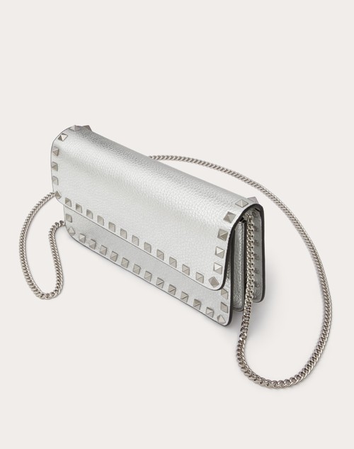 Red Valentino PORTAFOGLIO CON CATENA ROCKSTUD IN VITELLO GRANATO METALLIZZATO Saldi