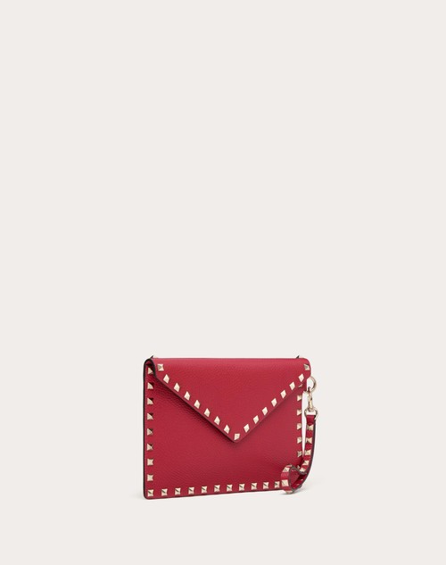 Red Valentino POUCH ROCKSTUD IN VITELLO GRANATO Saldi Di Fabbrica
