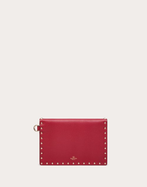Red Valentino POUCH ROCKSTUD IN VITELLO GRANATO Saldi Di Fabbrica