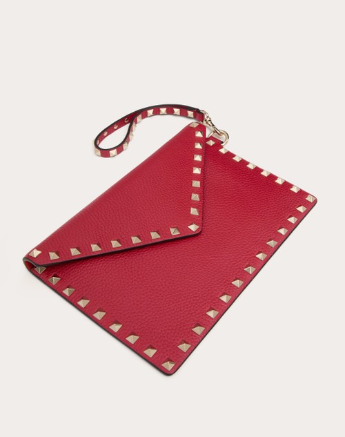 Red Valentino POUCH ROCKSTUD IN VITELLO GRANATO Saldi Di Fabbrica
