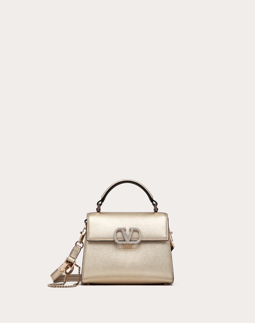 Red Valentino BORSA A MANO MINI VSLING IN VITELLO GRANATO METALLIZZATO Vendita Calda
