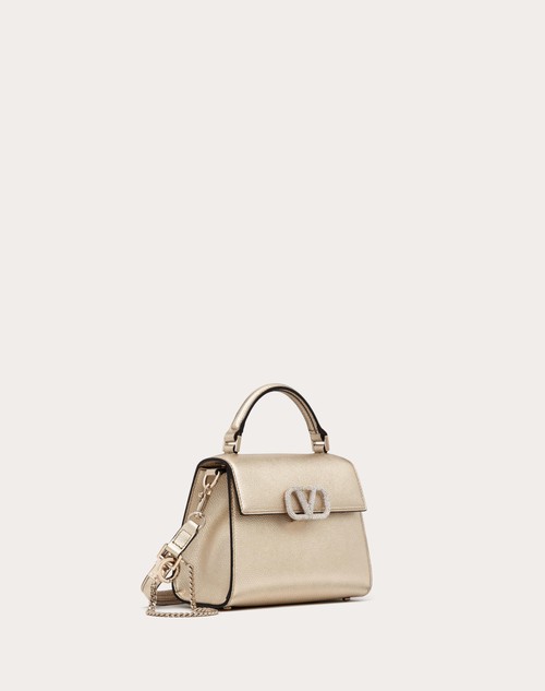Red Valentino BORSA A MANO MINI VSLING IN VITELLO GRANATO METALLIZZATO Vendita Calda