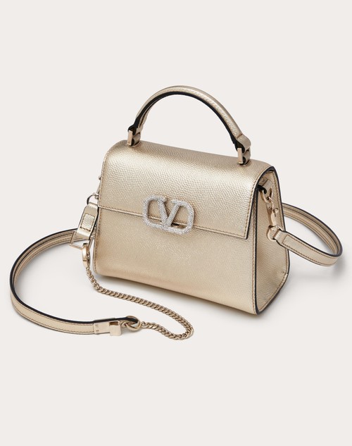 Red Valentino BORSA A MANO MINI VSLING IN VITELLO GRANATO METALLIZZATO Vendita Calda