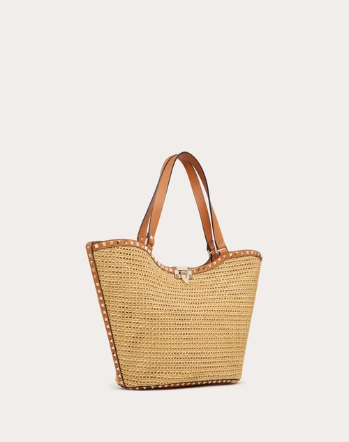 Red Valentino BORSA SHOPPING ROCKSTUD IN RAFIA INTRECCIATA Vendita