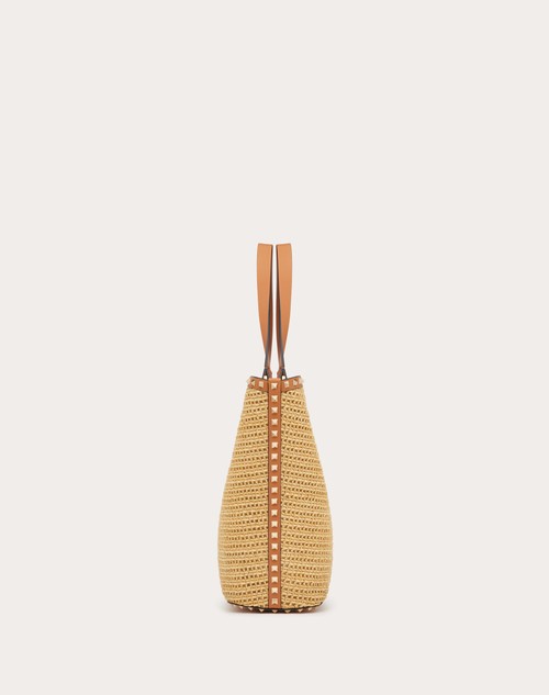 Red Valentino BORSA SHOPPING ROCKSTUD IN RAFIA INTRECCIATA Vendita