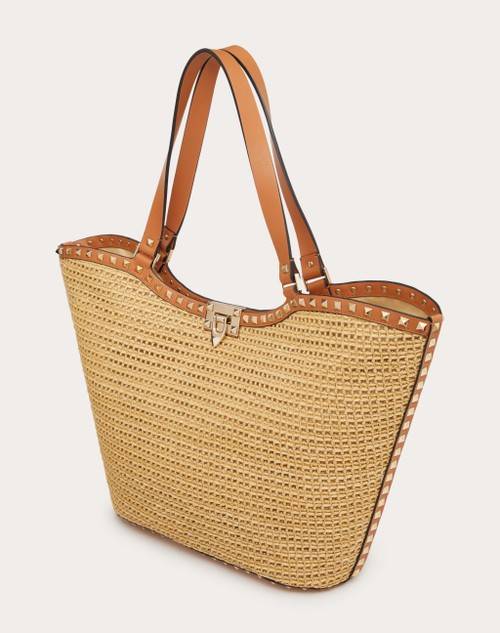Red Valentino BORSA SHOPPING ROCKSTUD IN RAFIA INTRECCIATA Vendita