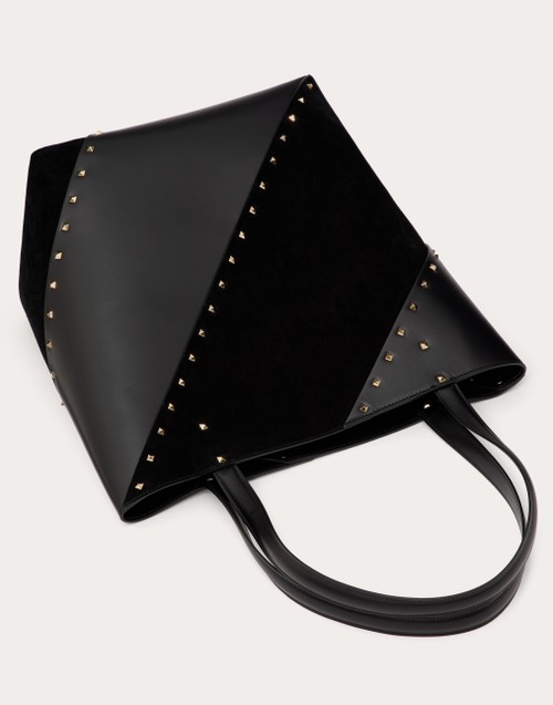 Red Valentino BORSA SHOPPING VALENTINO GARAVANI VALENTINO GARAVANI ROCKSTUD WISPY IN VITELLO E CAMOSCIO Promozione Limitata