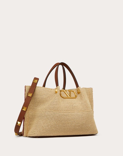 Red Valentino BORSA SHOPPING MEDIA IN RAFIA SINTETICA Sottocosto