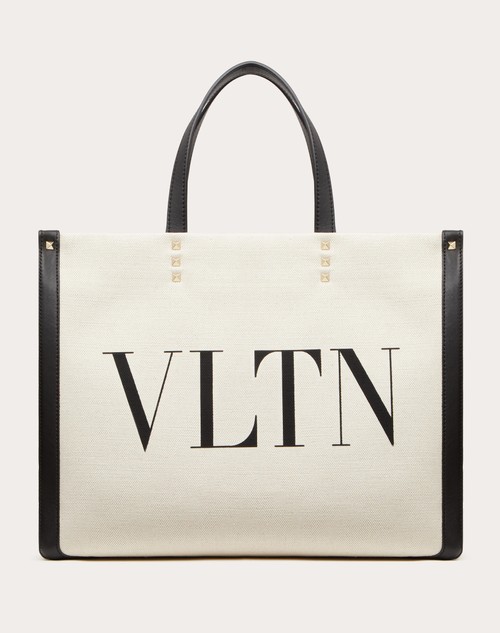 Red Valentino BORSA SHOPPING PICCOLA IN CANVAS CON STAMPA VLTN In Vendita