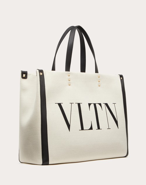 Red Valentino BORSA SHOPPING PICCOLA IN CANVAS CON STAMPA VLTN In Vendita