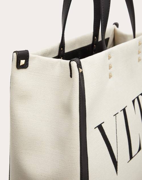 Red Valentino BORSA SHOPPING PICCOLA IN CANVAS CON STAMPA VLTN In Vendita