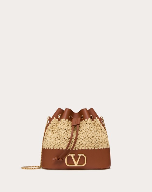 Red Valentino MINI SECCHIELLO CON CATENA VLOGO SIGNATURE IN RAFIA Saldi