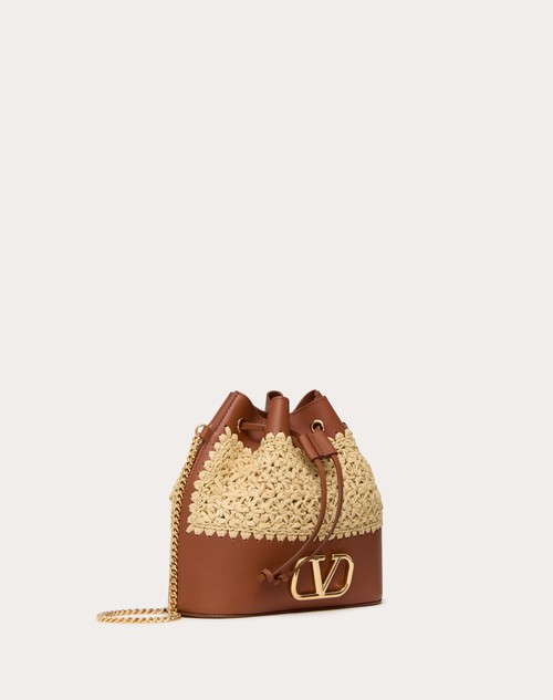 Red Valentino MINI SECCHIELLO CON CATENA VLOGO SIGNATURE IN RAFIA Saldi