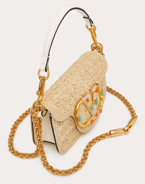 Red Valentino BORSA PICCOLA A SPALLA VALENTINO GARAVANI LOCÒ IN RAFIA CON LOGO GIOIELLO Italy