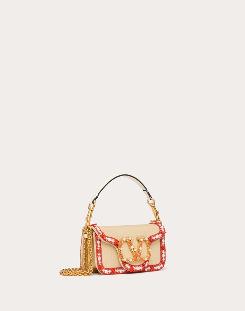 Red Valentino BORSA PICCOLA A SPALLA VALENTINO GARAVANI LOCÒ IN RAFIA CON PROFILO RICAMATO Italia