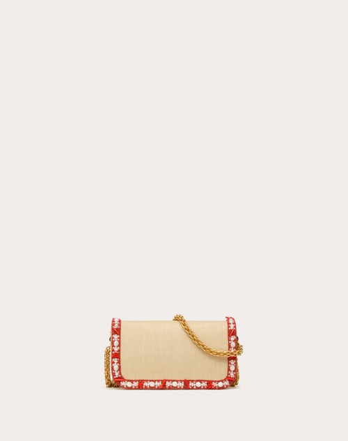 Red Valentino BORSA PICCOLA A SPALLA VALENTINO GARAVANI LOCÒ IN RAFIA CON PROFILO RICAMATO Italia