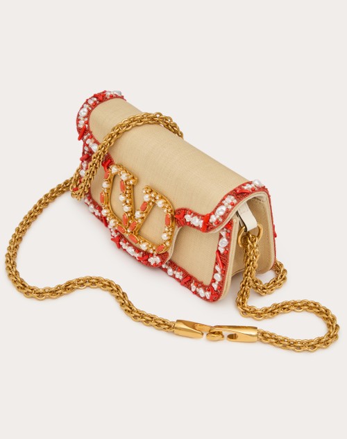 Red Valentino BORSA PICCOLA A SPALLA VALENTINO GARAVANI LOCÒ IN RAFIA CON PROFILO RICAMATO Italia