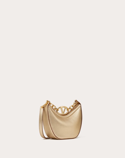 Red Valentino MINI HOBO VLOGO MOON BAG IN VITELLO GRANATO METALLIZZATO CON CATENA Economico