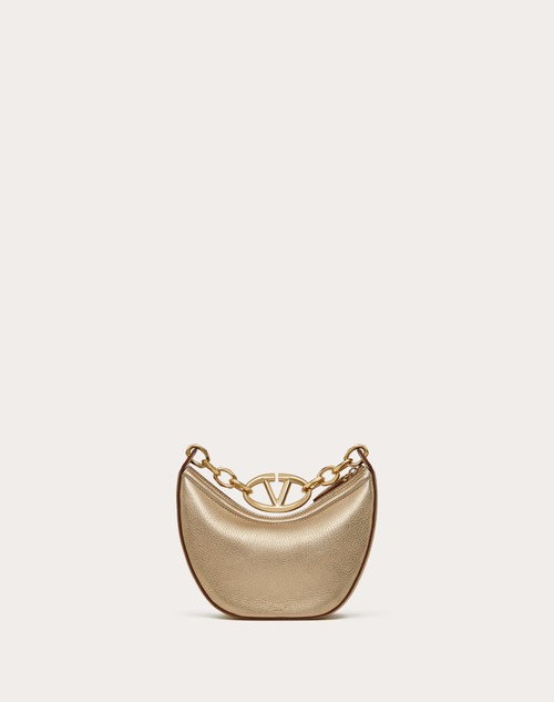 Red Valentino MINI HOBO VLOGO MOON BAG IN VITELLO GRANATO METALLIZZATO CON CATENA Economico