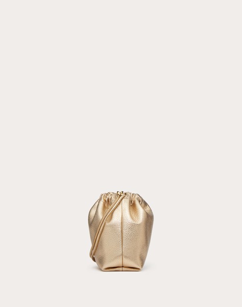 Red Valentino MINI BORSA A SACCHETTO VLOGO POUF IN PELLE METALLIZZATA Promozione