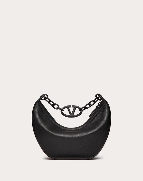 Red Valentino HOBO PICCOLA VLOGO MOON BAG IN VITELLO GRANATO CON CATENA Saldi