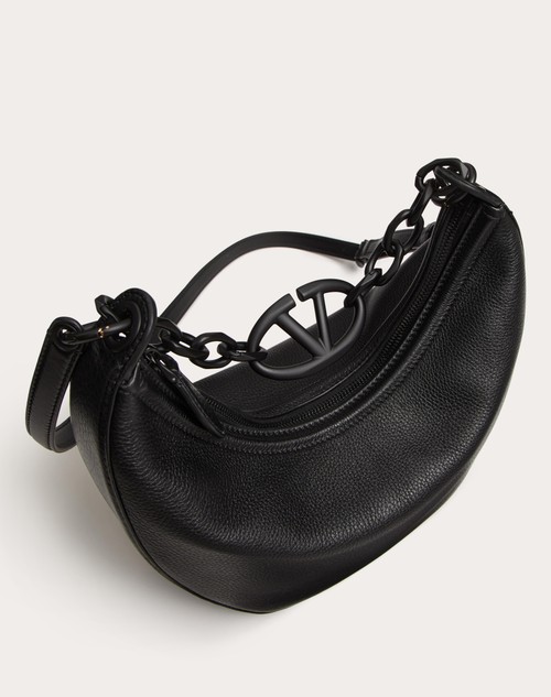 Red Valentino HOBO PICCOLA VLOGO MOON BAG IN VITELLO GRANATO CON CATENA Saldi