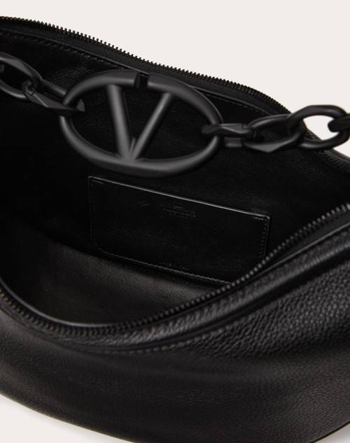 Red Valentino HOBO PICCOLA VLOGO MOON BAG IN VITELLO GRANATO CON CATENA Saldi