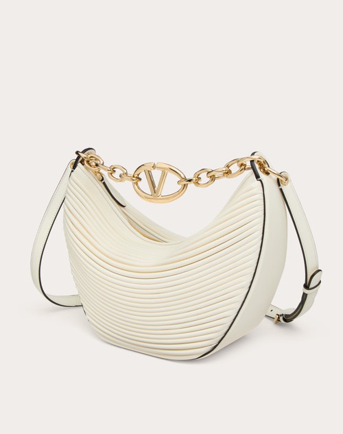 Red Valentino HOBO PICCOLA VLOGO MOON BAG IN NAPPA LAVORATA CON CATENA Offerte
