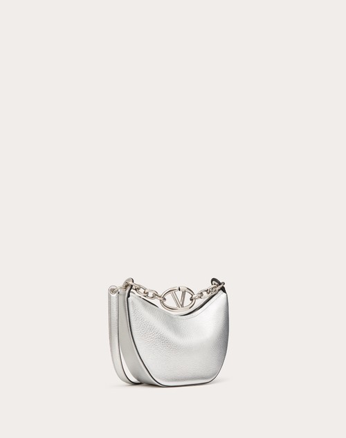 Red Valentino MINI HOBO VLOGO MOON BAG IN VITELLO GRANATO METALLIZZATO CON CATENA Vendita Calda