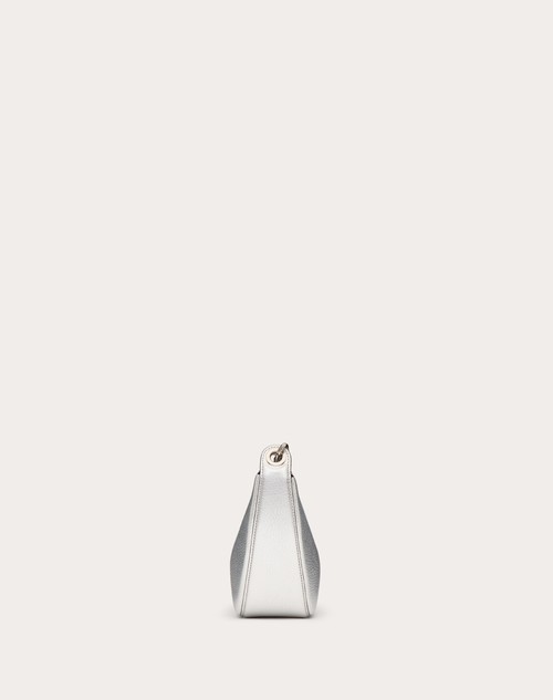 Red Valentino MINI HOBO VLOGO MOON BAG IN VITELLO GRANATO METALLIZZATO CON CATENA Vendita Calda
