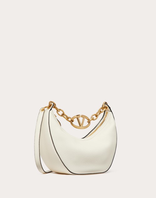 Red Valentino HOBO PICCOLA VLOGO MOON BAG IN VITELLO GRANATO CON CATENA Vendite Flash