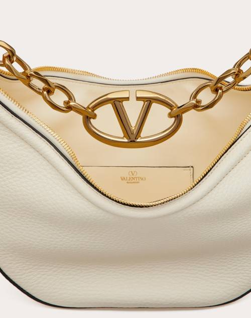 Red Valentino HOBO PICCOLA VLOGO MOON BAG IN VITELLO GRANATO CON CATENA Vendite Flash