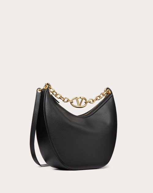 Red Valentino HOBO MEDIA VLOGO MOON BAG IN VITELLO GRANATO CON CATENA Moda