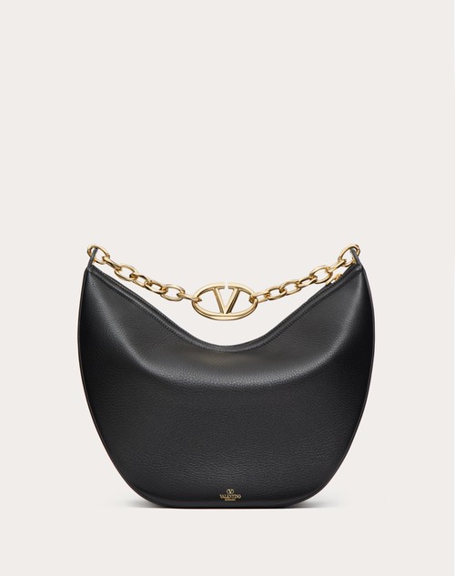 Red Valentino HOBO MEDIA VLOGO MOON BAG IN VITELLO GRANATO CON CATENA Moda