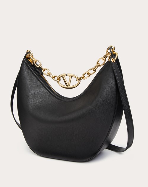 Red Valentino HOBO MEDIA VLOGO MOON BAG IN VITELLO GRANATO CON CATENA 2025