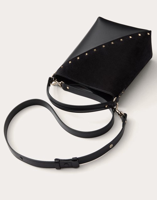 Red Valentino BORSA A SECCHIELLO VALENTINO GARAVANI VALENTINO GARAVANI ROCKSTUD WISPY IN VITELLO E CAMOSCIO Offerte