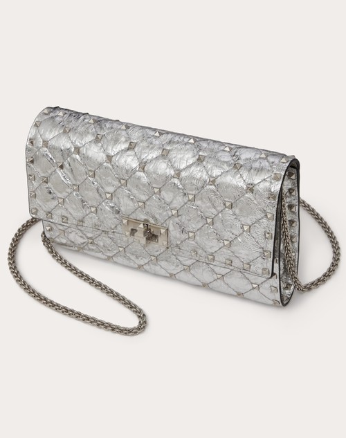 Red Valentino BORSA A TRACOLLA ROCKSTUD SPIKE IN AGNELLO METALLIZZATO Flash Sale