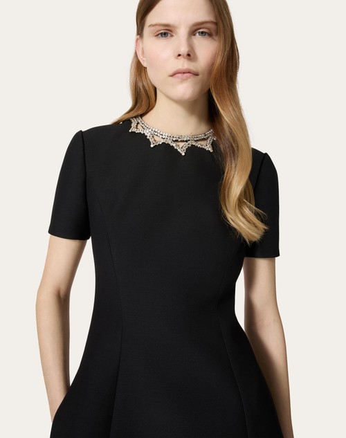 Red Valentino ABITO CORTO IN CREPE COUTURE RICAMATO Prezzo basso