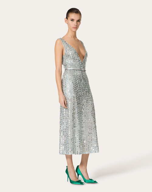 Red Valentino ABITO MIDI IN ORGANZA RICAMATO Ritorno libero