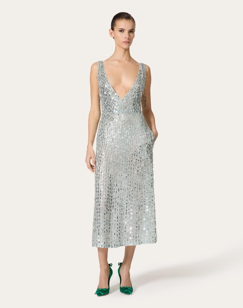 Red Valentino ABITO MIDI IN ORGANZA RICAMATO Ritorno libero