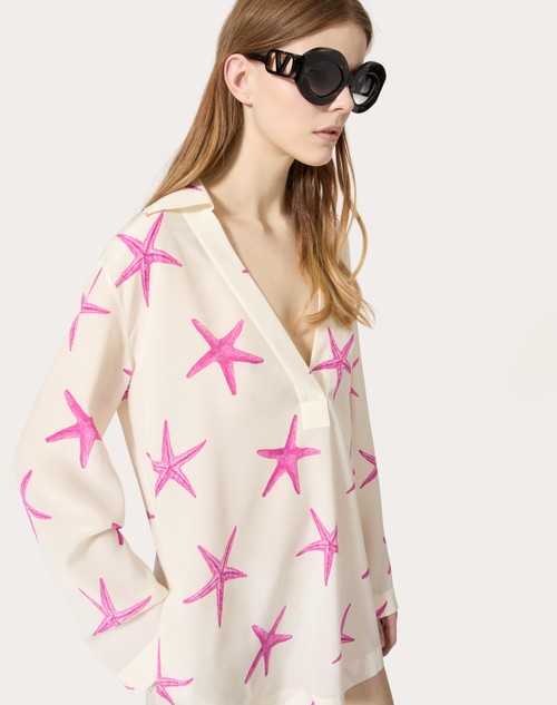 Red Valentino ABITO CORTO IN CREPE DE CHINE STARFISH Fino al 65% di sconto