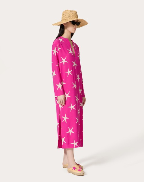 Red Valentino ABITO MIDI IN CREPE DE CHINE STARFISH Offerta speciale della fabbrica