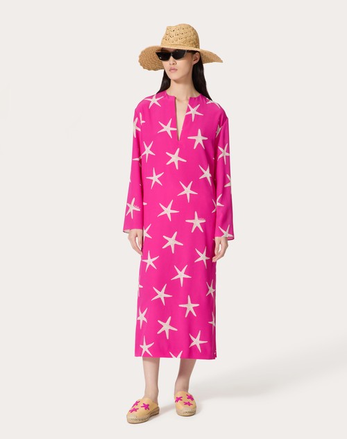 Red Valentino ABITO MIDI IN CREPE DE CHINE STARFISH Offerta speciale della fabbrica