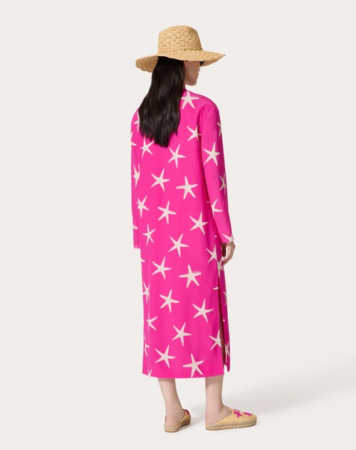 Red Valentino ABITO MIDI IN CREPE DE CHINE STARFISH Offerta speciale della fabbrica