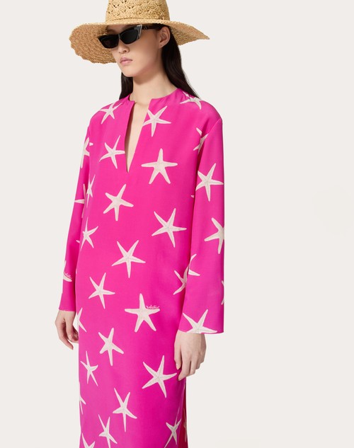Red Valentino ABITO MIDI IN CREPE DE CHINE STARFISH Offerta speciale della fabbrica
