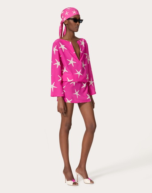 Red Valentino ABITO CORTO IN CREPE DE CHINE STARFISH Sostegno trimestrale