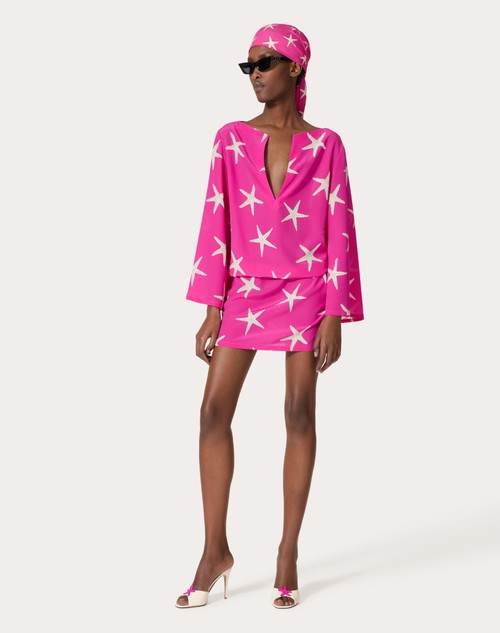 Red Valentino ABITO CORTO IN CREPE DE CHINE STARFISH Sostegno trimestrale