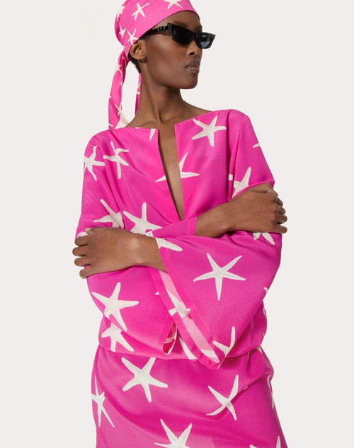 Red Valentino ABITO CORTO IN CREPE DE CHINE STARFISH Sostegno trimestrale