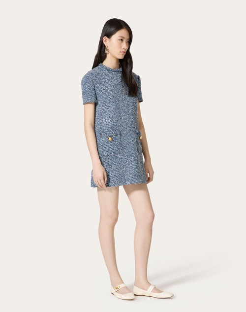 Red Valentino ABITO CORTO IN DENIM TEXTURED TWEED Enormi sconti